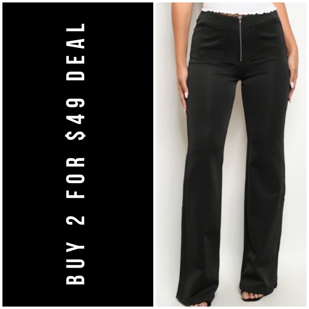 โ๏ธBLACK ZIPPERED FRONT PANTS